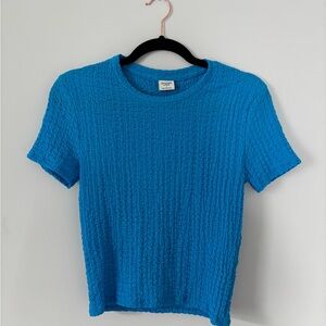 Abercrombie & Fitch Blue crinkle texture Fitted T-Shirt